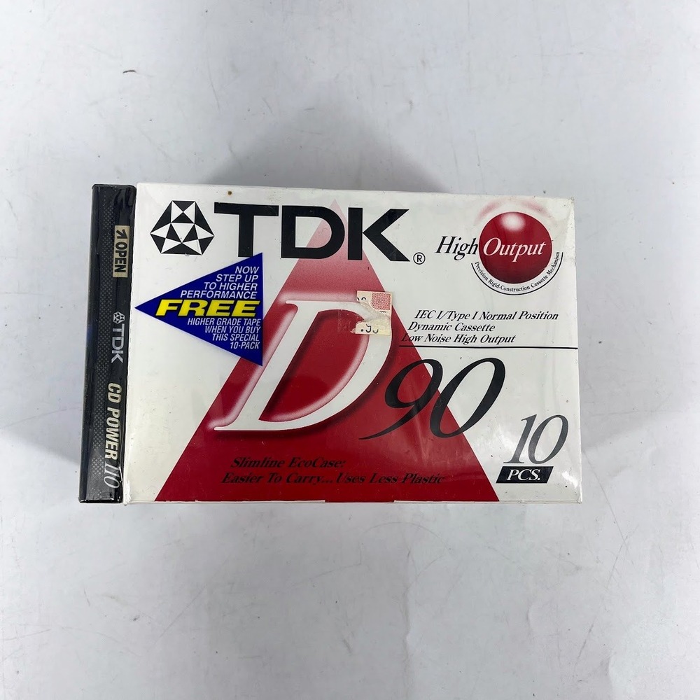TDK D90 Blank Audio Cassette Tapes 10 Pack + Bonus CD Power 110 High Bias Sealed